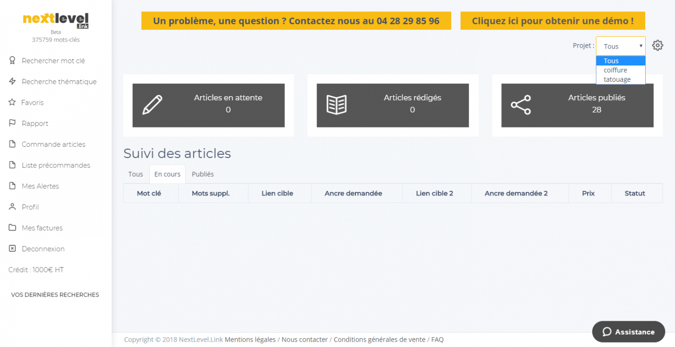 Monitoring des projets