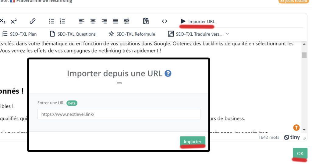 importer le texte sur YourTextGuru